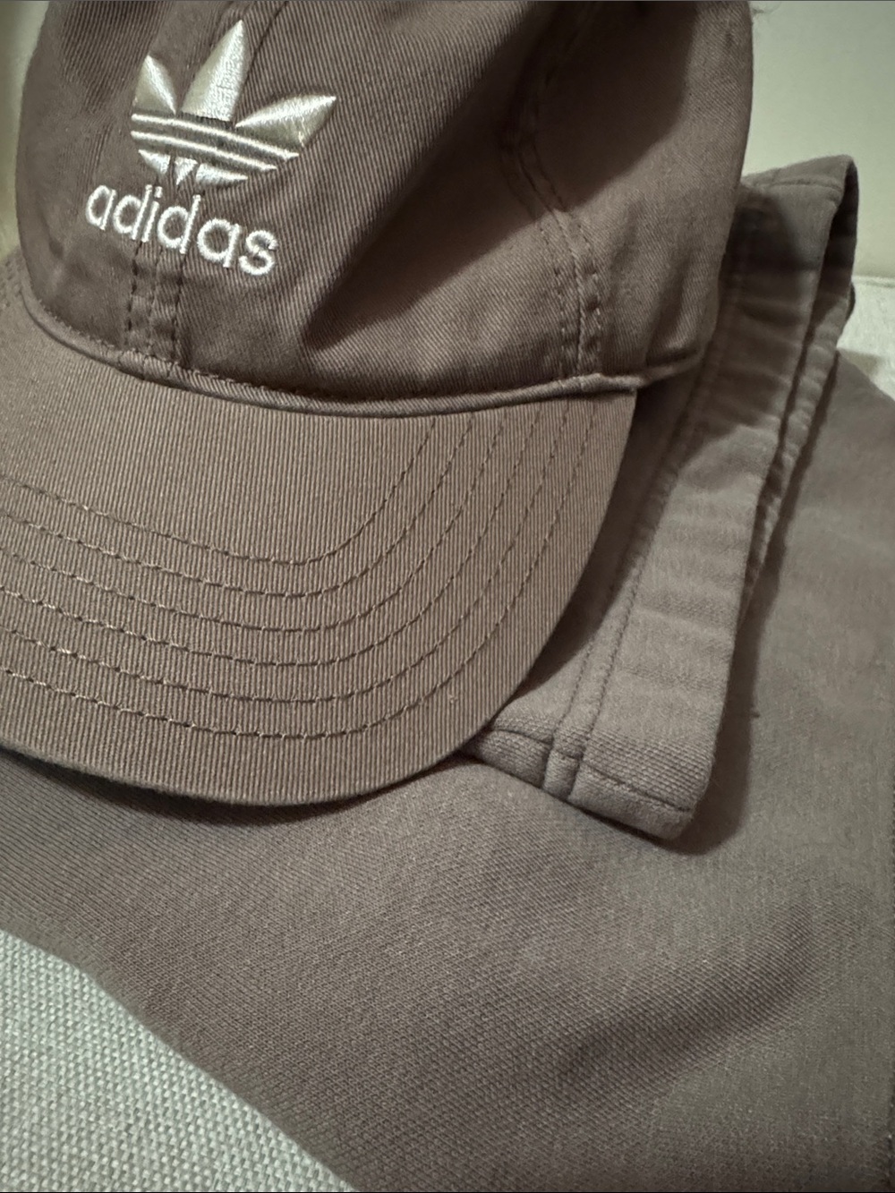 Like New Adidas Baseball Style Cap-Brown-White Stitched Logo-Adjustable-Cotton - Picture 9 of 14